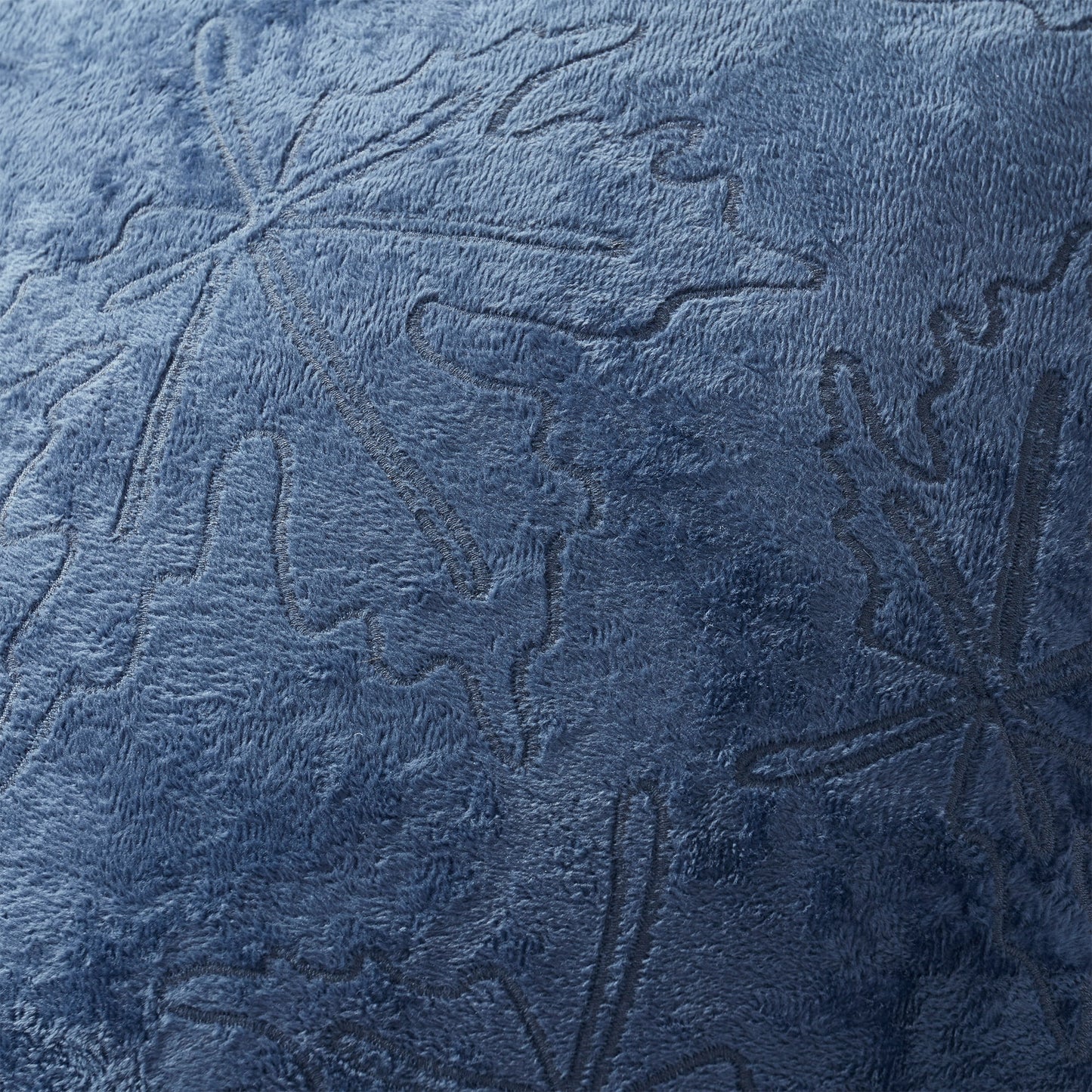 Blue Embroidered Leaves Decorative Pillow