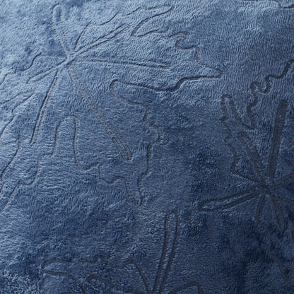 Blue Embroidered Leaves Decorative Pillow