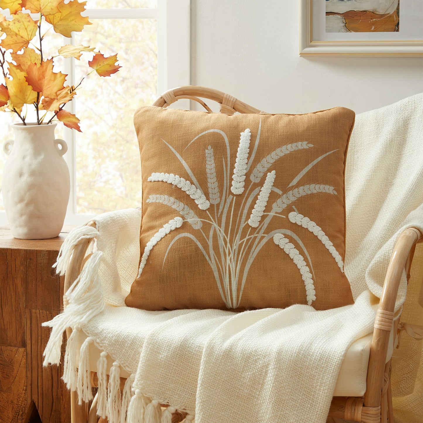 Yellow Wheat Reversible Decorative Pillow
