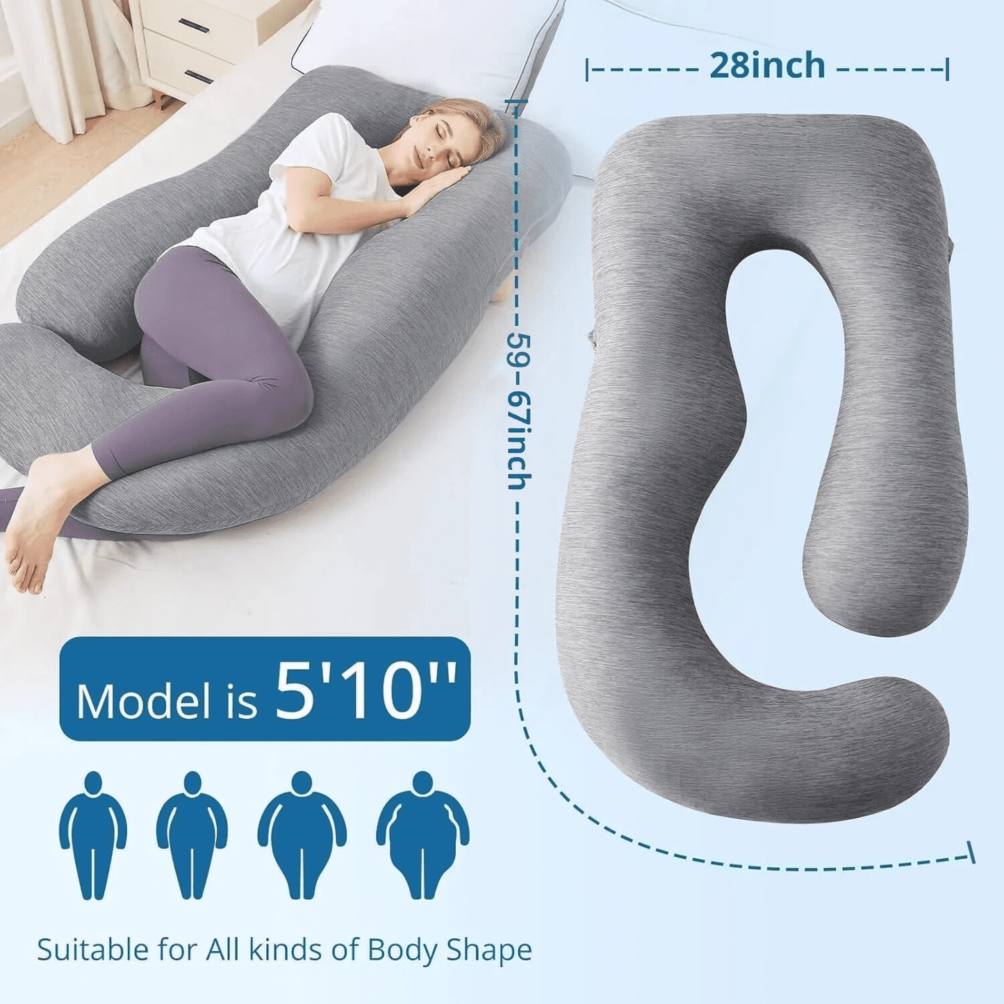 Cooling Pregnancy Pillow,U Shaped Full Body Maternity Pillows