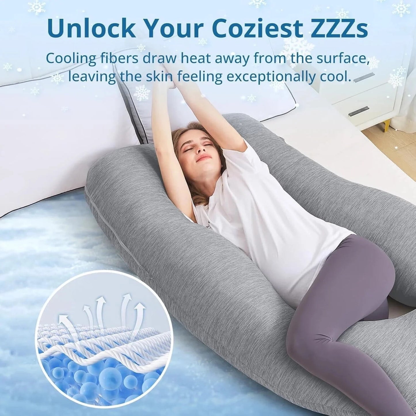 Cooling Pregnancy Pillow,U Shaped Full Body Maternity Pillows