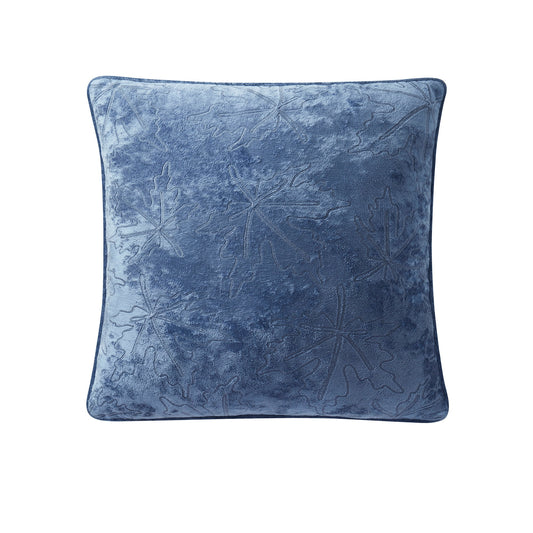 Blue Embroidered Leaves Decorative Pillow
